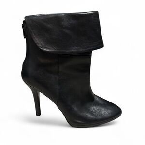 Ralph Lauren Black Leather Leola Fold-Over‎ High Heel Boots Size 7.5 booties